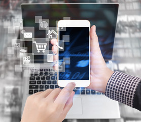 Touch screen smartphone in hand