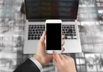 Touch screen smartphone in hand