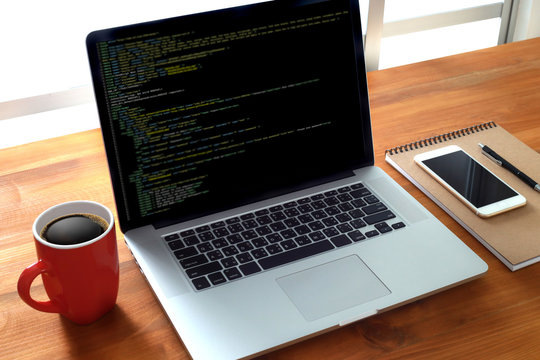 Developer Team Working Laptop Computer Mobile Application Softwareand Web Design Online Technology Content script to display