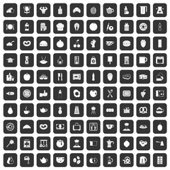 100 breakfast icons set black