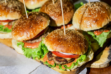 Close-up of home made burgers