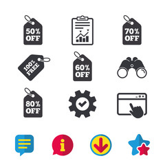 Sale price tag icons. Discount symbols.