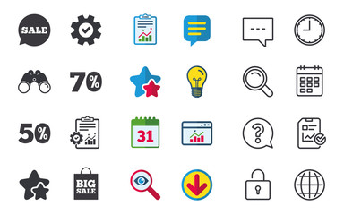 Sale speech bubble icon. Big sale shopping bag.