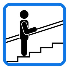 Please use handrail in escalator. Sign. Vector illustration.