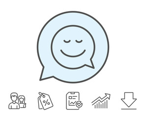 Comic speech bubble with Smile line icon.