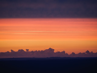 Orange sunset. sky and river