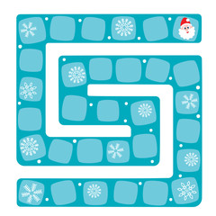 Snow labyrinth. Vector illustration of a board game