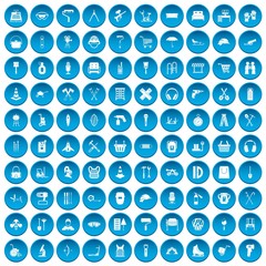 100 outfit icons set blue