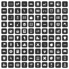 100 bus icons set black