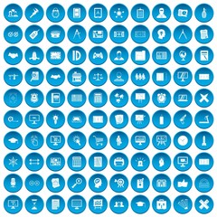 100 plan icons set blue