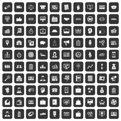 100 business group icons set black