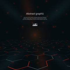 Obraz premium Background of futuristic surface with hexagons. Graphic illustration with geometric pattern. Eps10 Vector illustration.
