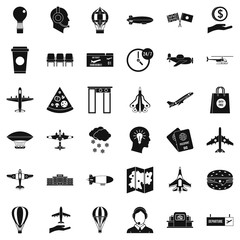 Aircraft icons set, simple style