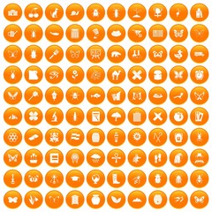 100 insects icons set orange