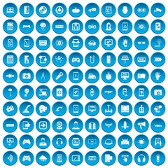 100 gadget icons set blue