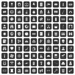 100 adult games icons set black