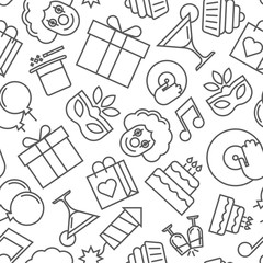 Illustration Seamless Pattern of Party Colorful Icons, Wallpaper for Holidays - Vector