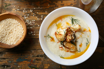 cream soup with seafood