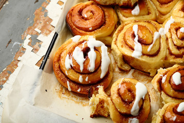 Tasty cinnabons with glaze