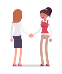 Fototapeta premium Female clerks handshaking