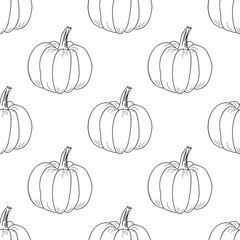 Pumpkin pattern. Vector contour graphic on white background