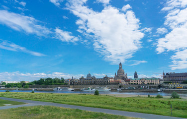 Panorama of Dresden with a view of the Bruehl Terrace