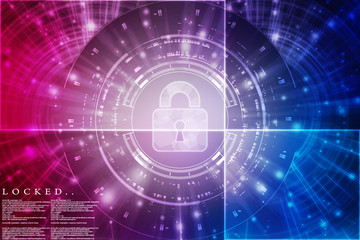 Obraz premium 2d illustration Safety concept: Closed Padlock on digital background