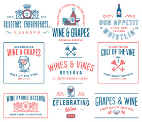 Wine badges and icons colored set D