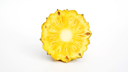 ripe pineapple on a white background.