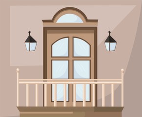 Vintage door facade Vectror. Main entrance illustration