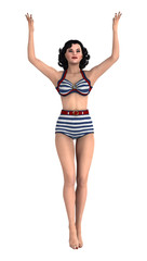 3D Rendering Pinup Girl on White