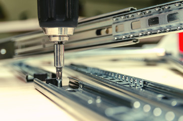 Assembling of furniture closeup