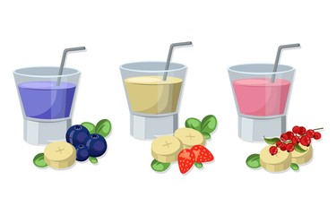 Vintage Blackberry and banana Smoothie Cocktails Vector background illustration