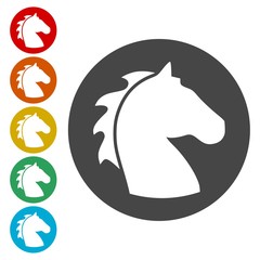 Vector illustration of horse head icons set 