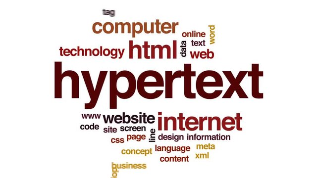Hypertext animated word cloud, text design animation.