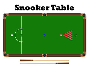 top view snooker ball on snooker table vector - obrazy, fototapety, plakaty