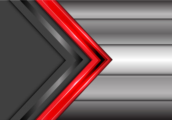 Abstract red gray arrow overlap on metal design modern futuristic creative background vector illustration.