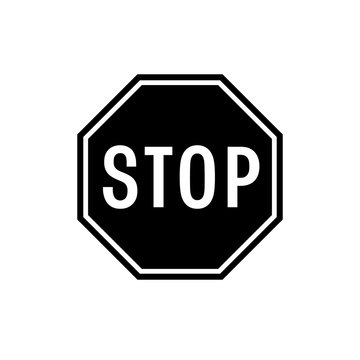 Stop sign icon. Black, minimalist icon isolated on white background. Stop sign simple silhouette. Web site page and mobile app design vector element.