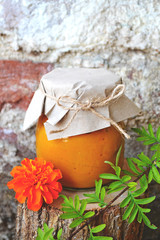 Barattoli con caviale di zucchine, carote, cipolla e pomodori