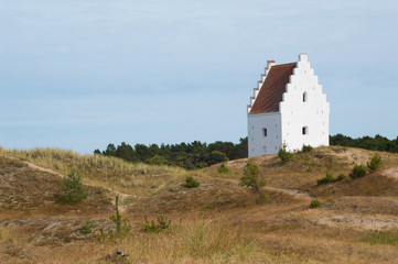 Fototapeta na wymiar Den Tilsandede Kirke, Sand-Buried Church, Skagen, Jutland, Denmark