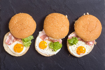 Sandwich with eggs and bacon