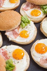 Sandwich with eggs and bacon
