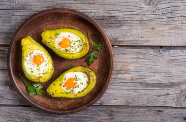 Baked avocado with eggs