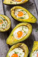 Baked avocado with eggs