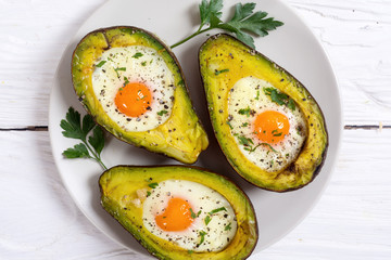 Baked avocado with eggs