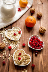 concept healthy for heart food on wooden background