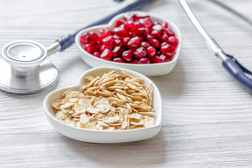 concept healthy for heart food on wooden background close up