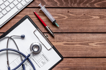 concept of appointment to doctor online top view