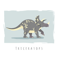 Cartoon print of triceratops