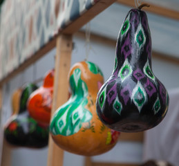 painted with multi-colored pumpkins